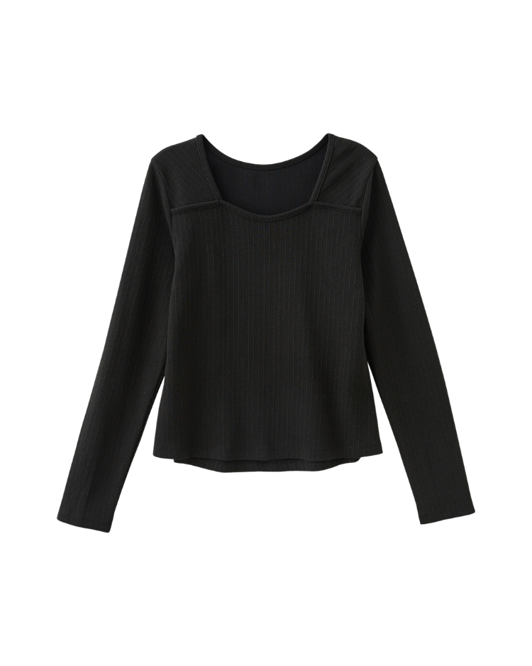 DITA簡約修身桃型領上衣