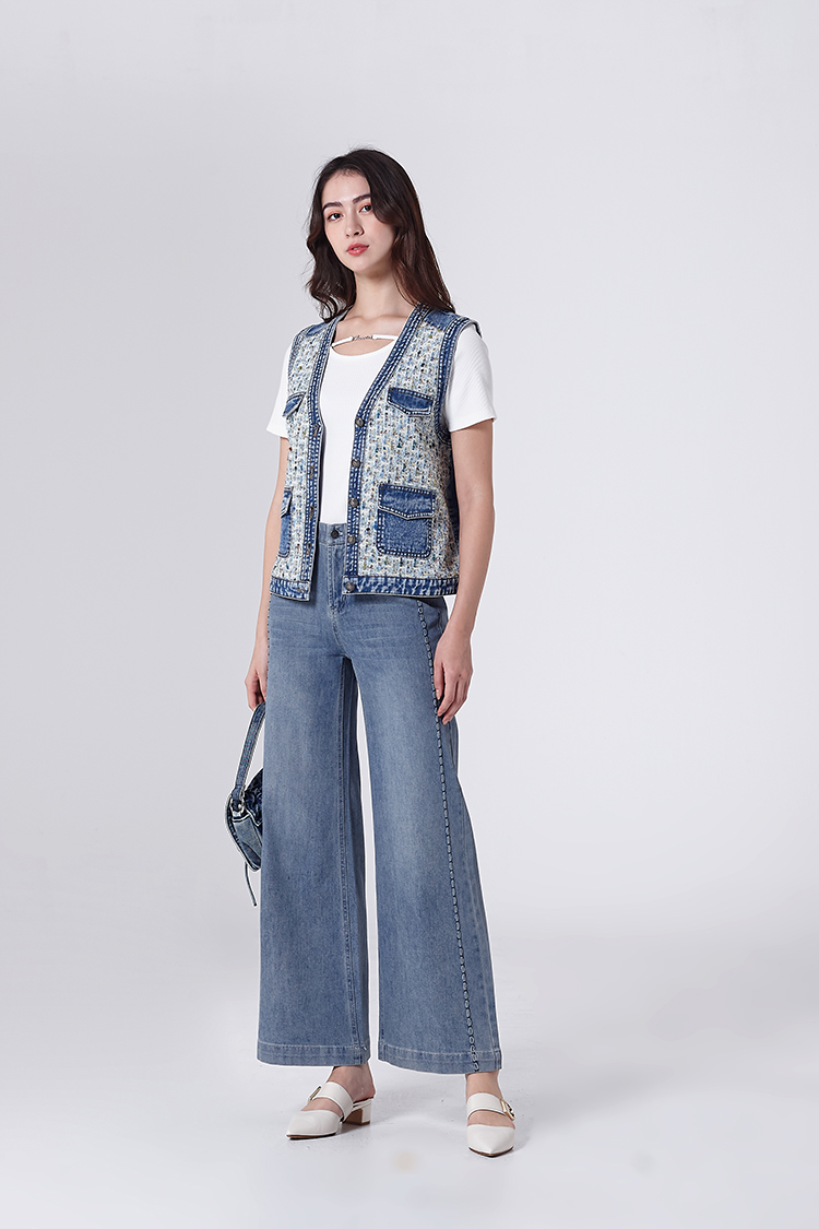 DITA特殊縫線牛仔寬褲