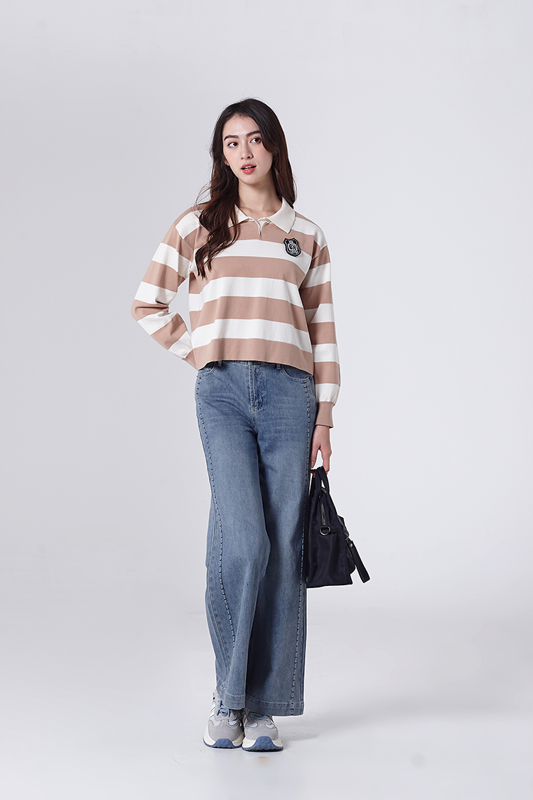 DITA短版寬條紋針織上衣