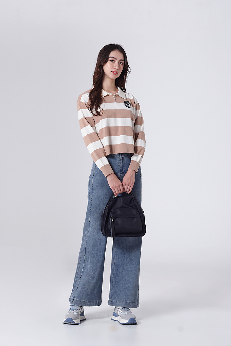 DITA短版寬條紋針織上衣