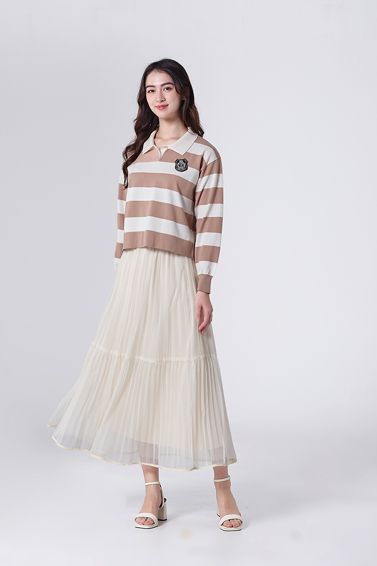 DITA短版寬條紋針織上衣