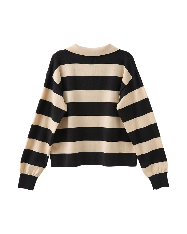 DITA短版寬條紋針織上衣