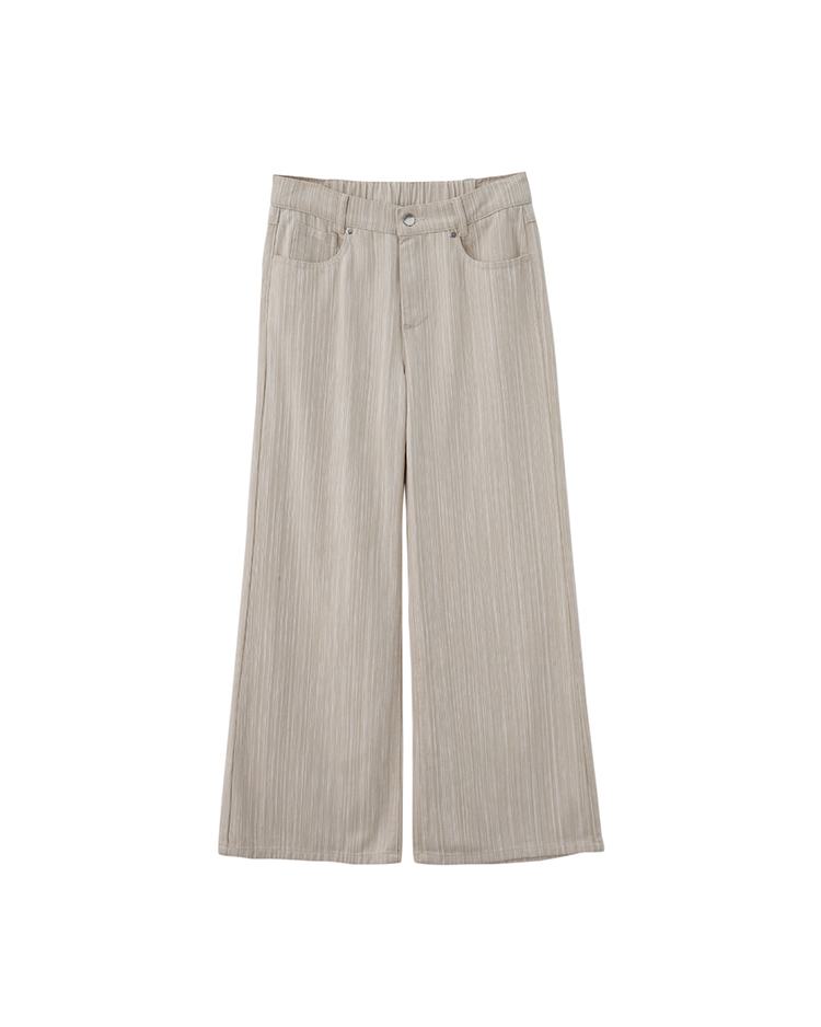 JOAN隱約條紋緹花直寬褲