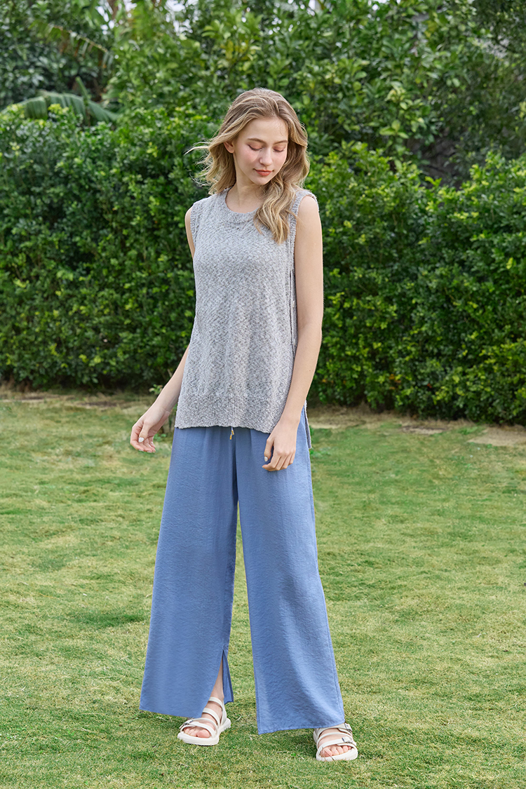 JOAN自然皺輕盈軟料寬褲