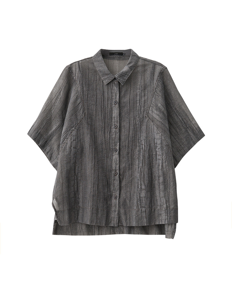 JOAN立體紋理透膚襯衫(附內搭背心)