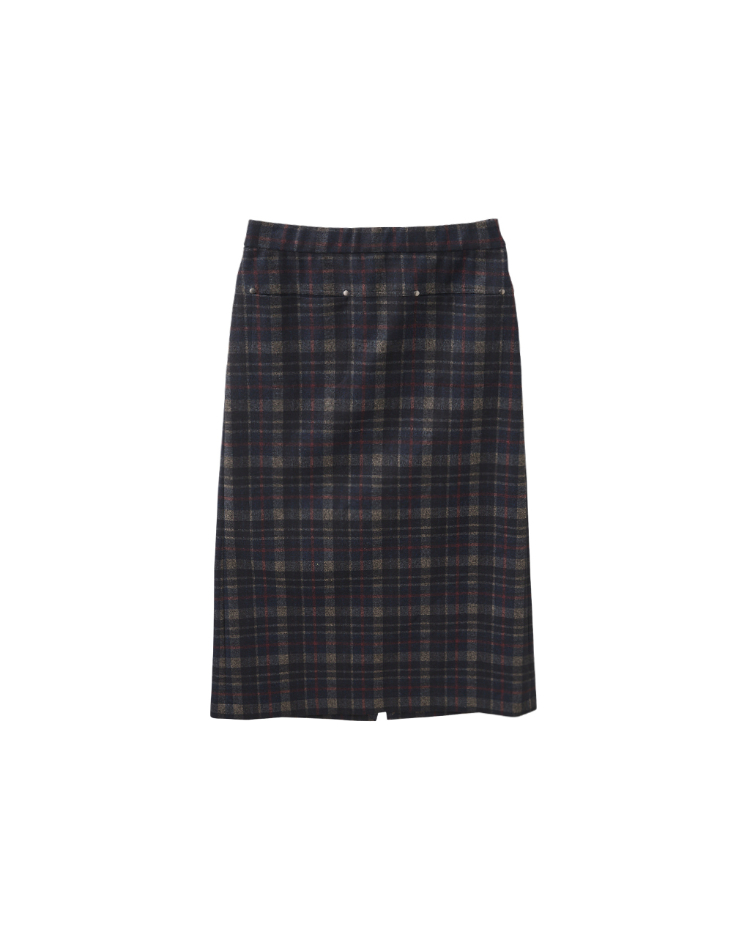 JOAN格紋緹花彈性鉛筆裙