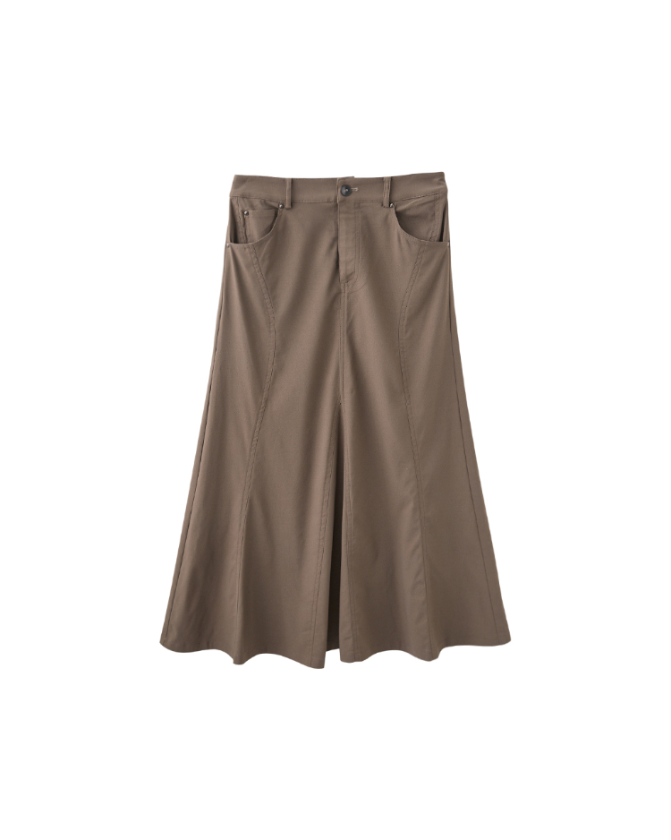 JOAN輕磨毛弧型剪裁岔片裙