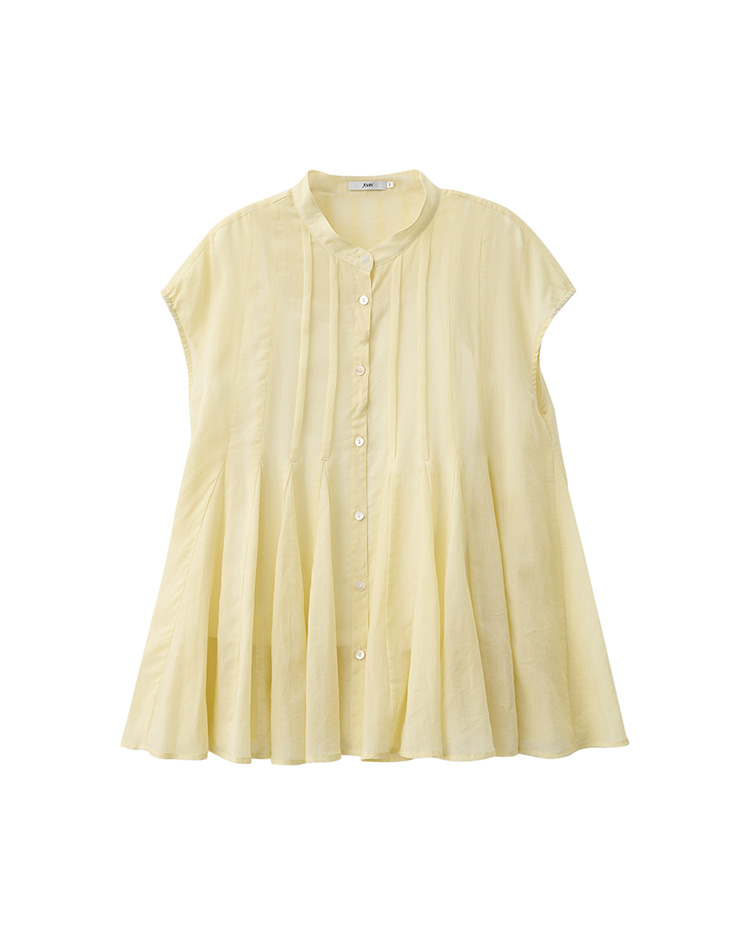 JOAN輕盈透膚棉質散擺上衣