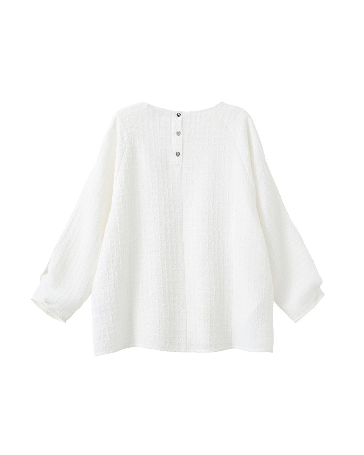 JOAN肌理格紋雪紡拼接造型袖上衣