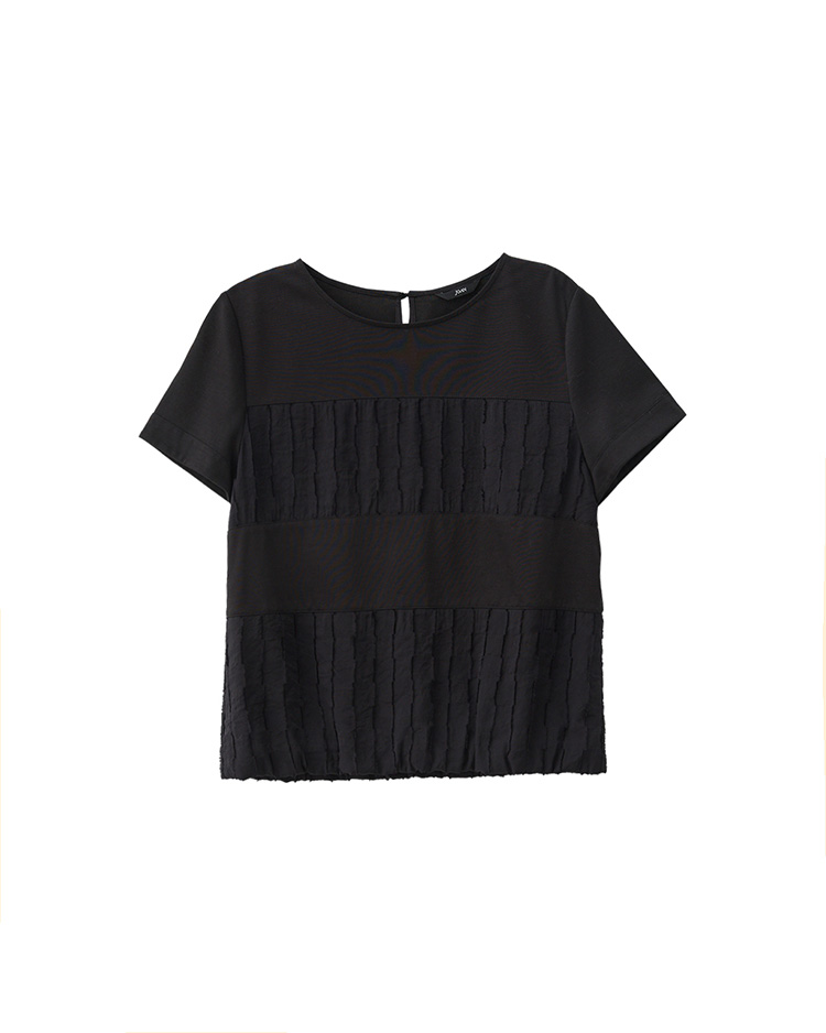 JOAN層次感組織拼接彈性上衣