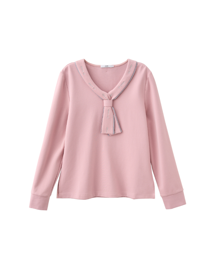 JOAN法式風格領帶彈性T恤