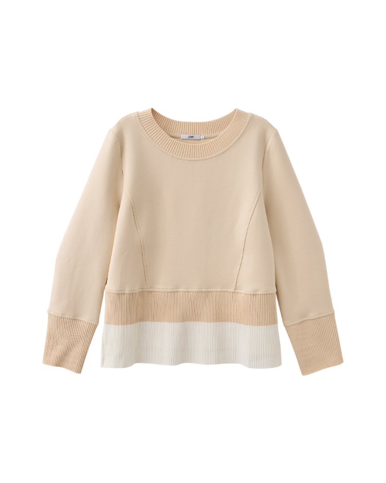 JOAN雙層配色羅紋拼接彈性上衣