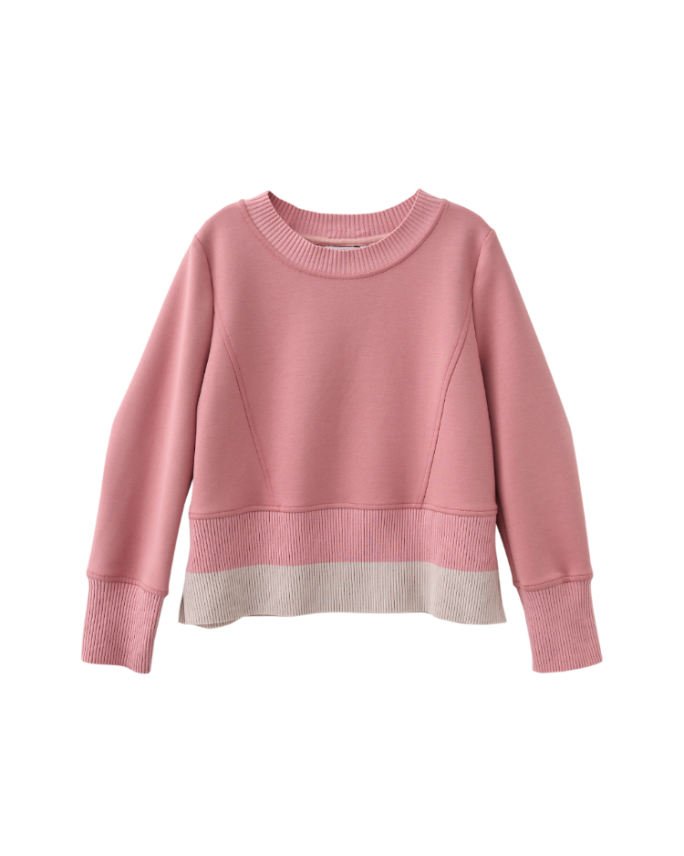 JOAN雙層配色羅紋拼接彈性上衣