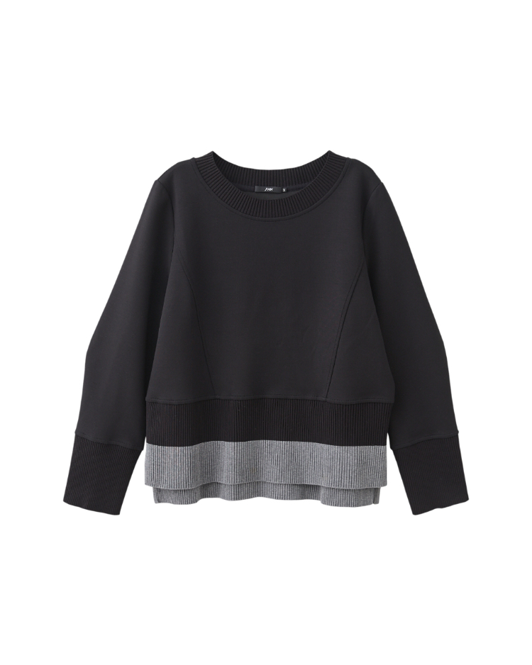 JOAN雙層配色羅紋拼接彈性上衣