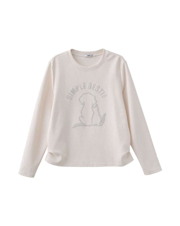 JOAN溫柔療癒系亮片狗狗圖樣上衣