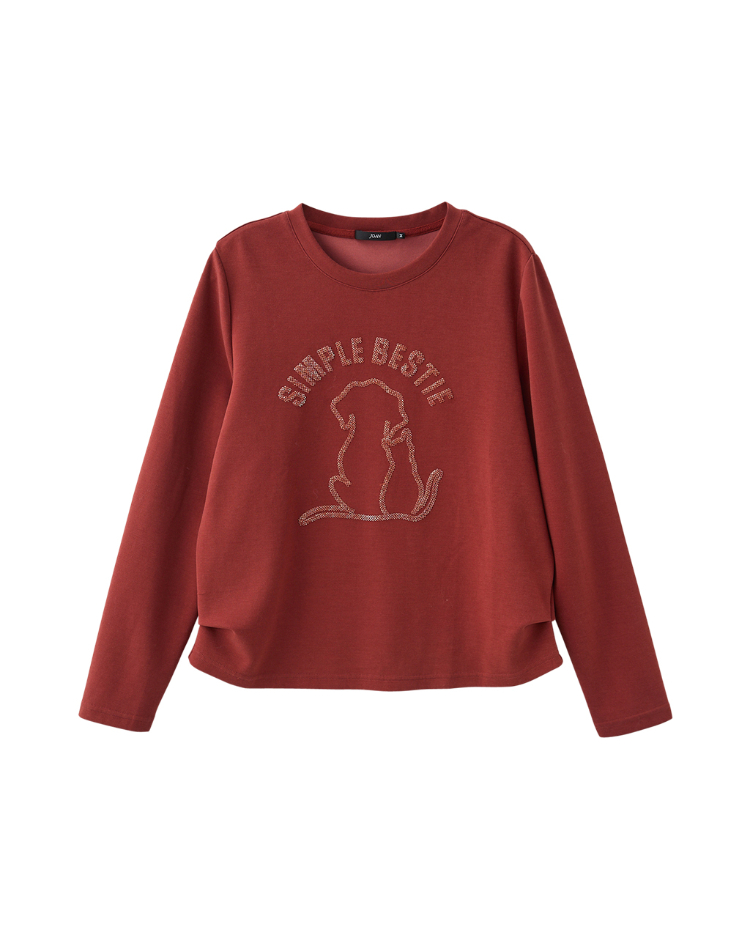 JOAN溫柔療癒系亮片狗狗圖樣上衣