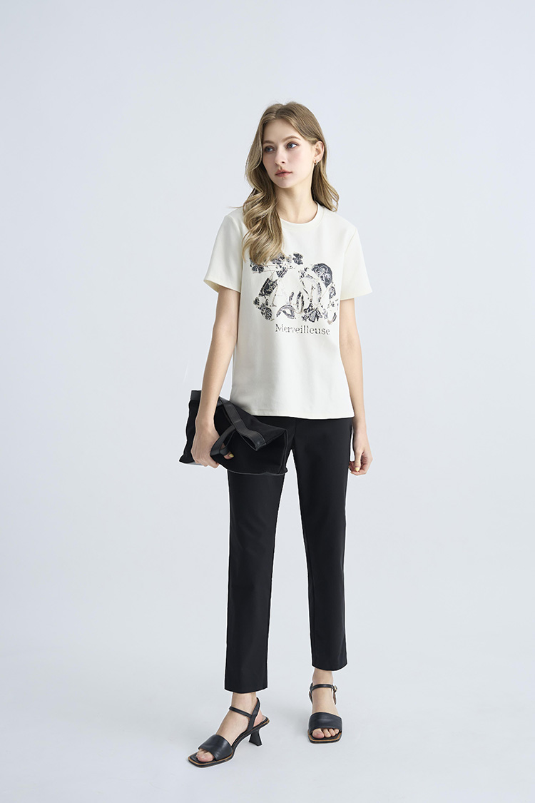 JOAN彈性棉職裝直筒褲