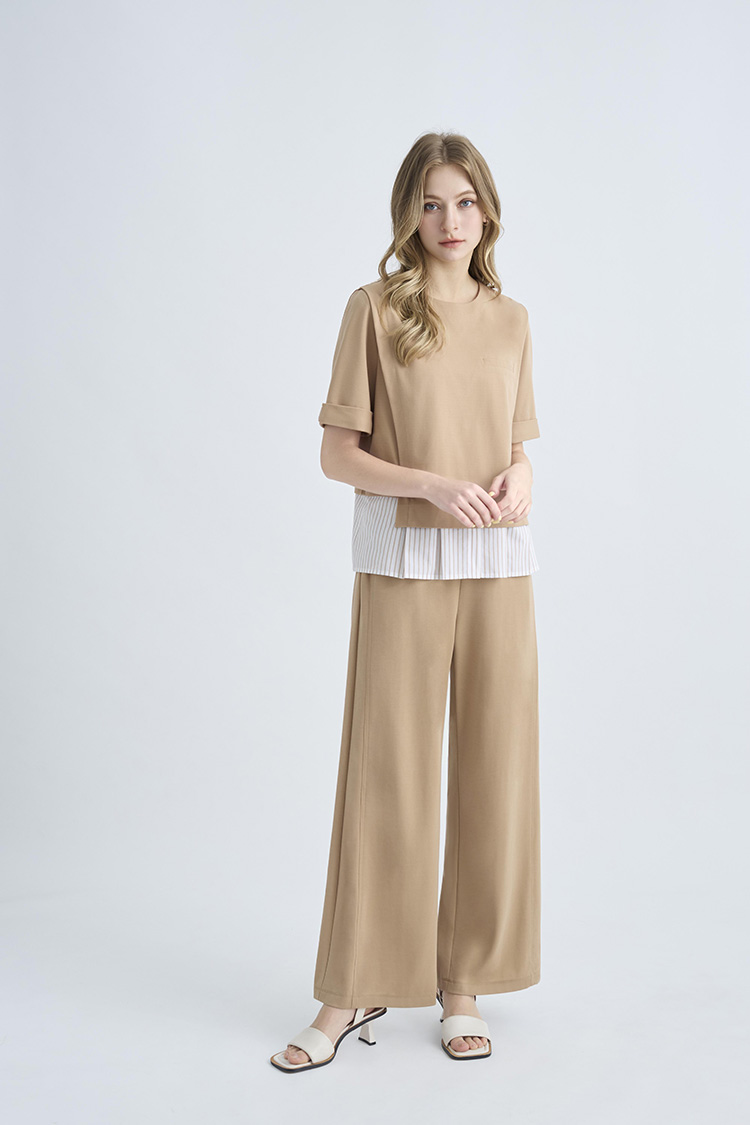 JOAN彈性羅馬直寬褲