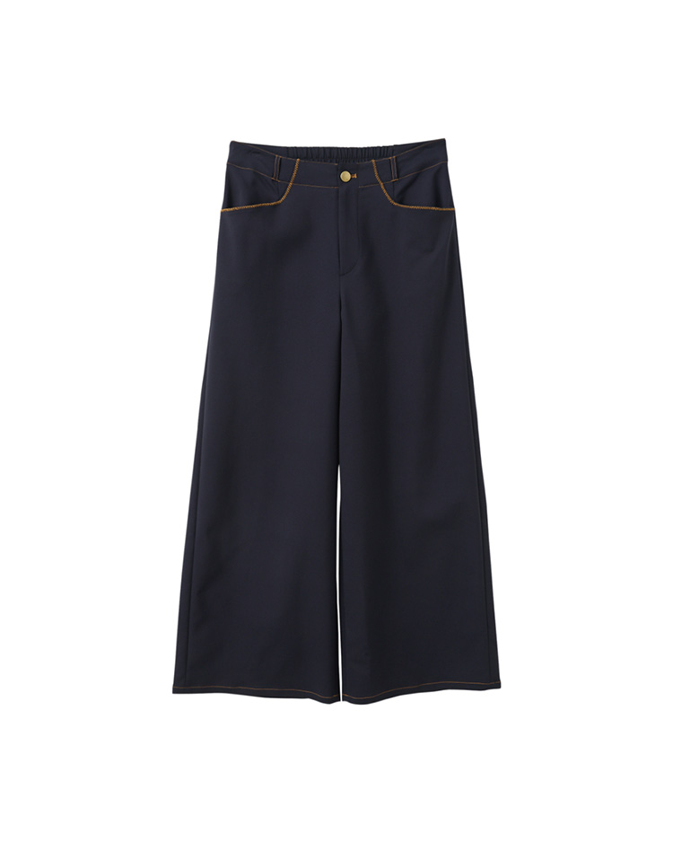 JOAN跳色車線彈性九分直寬褲