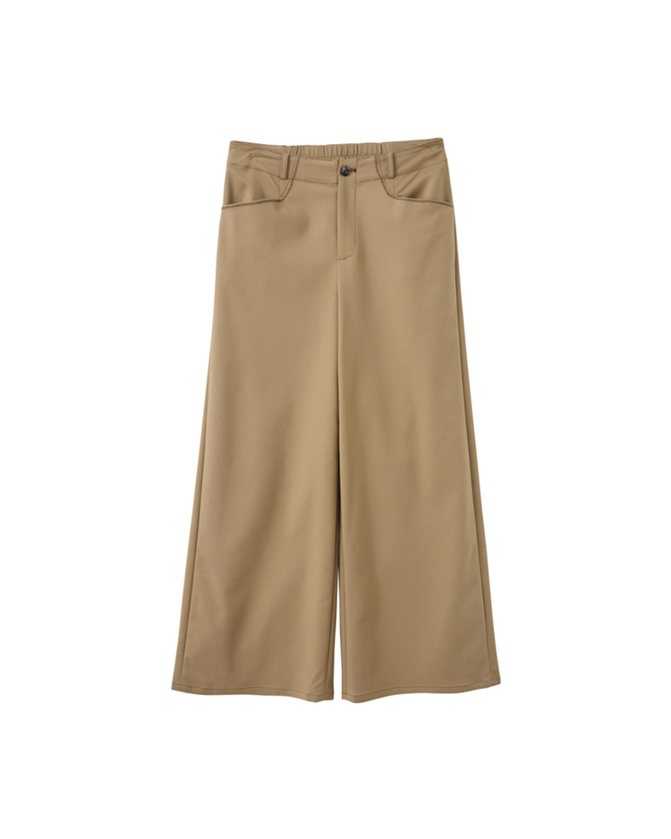 JOAN跳色車線彈性九分直寬褲