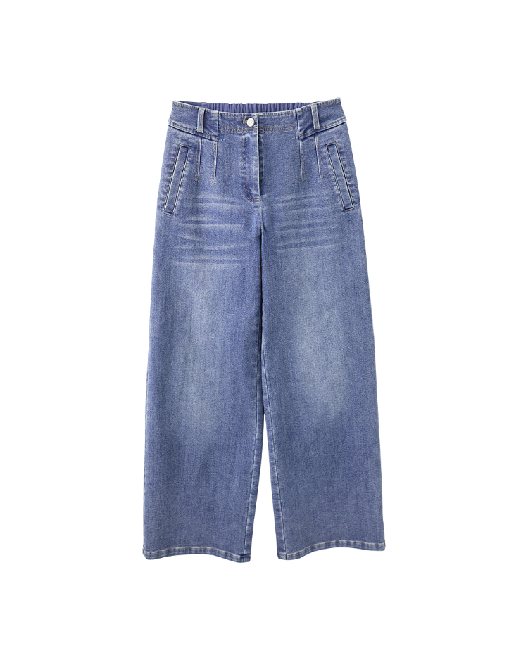 JOAN舒適內磨毛牛仔直寬褲