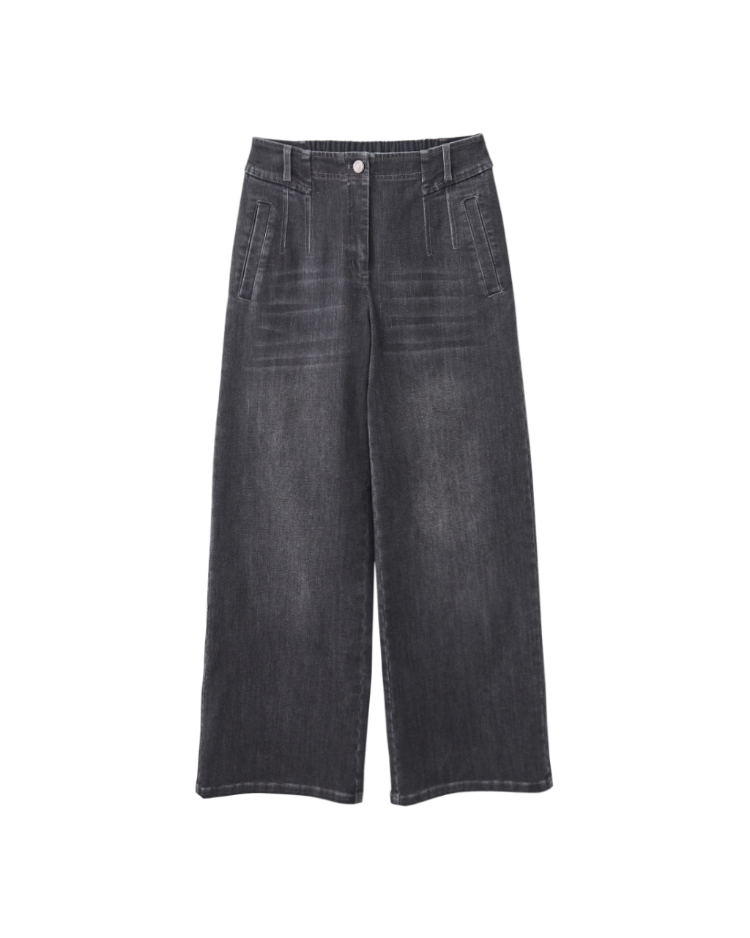 JOAN舒適內磨毛牛仔直寬褲