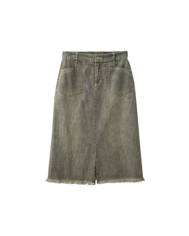 JOAN前開岔膝下牛仔裙