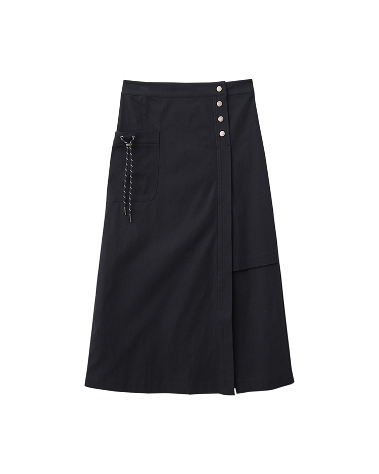 JOAN俐落修身不對襯彈性鉛筆裙