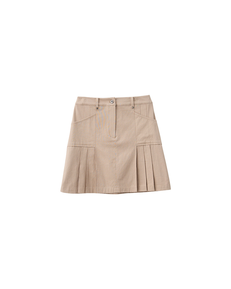 JOAN文藝氣息雙邊壓褶短裙