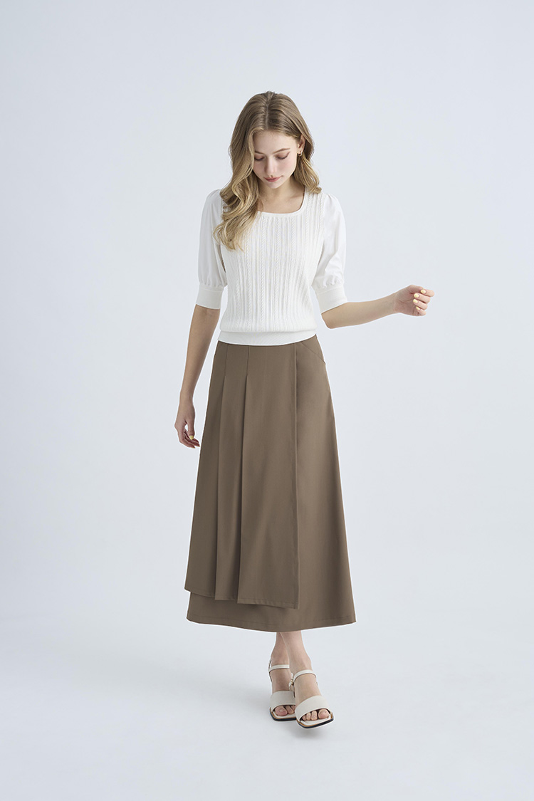 JOAN不對襯剪裁造型腰頭長裙