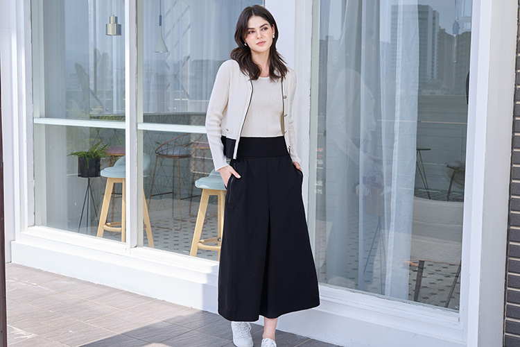 JOAN休閒感彈性混紡長裙