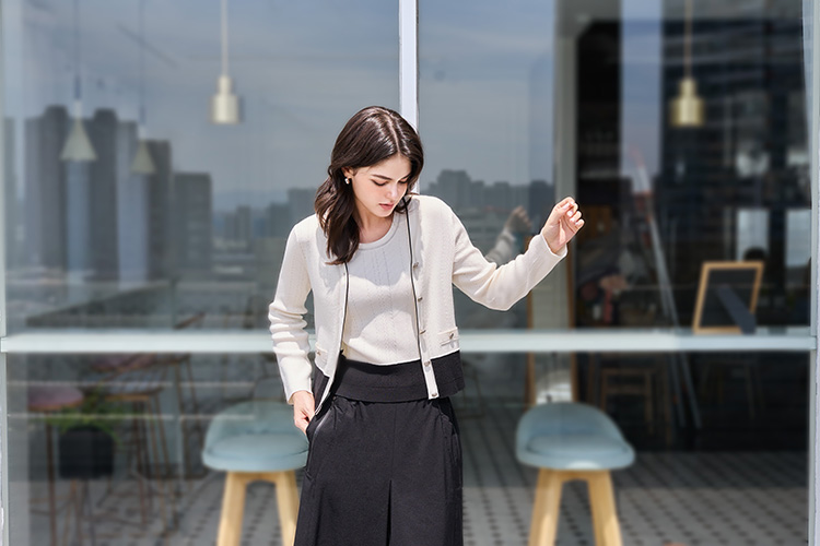 JOAN休閒感彈性混紡長裙