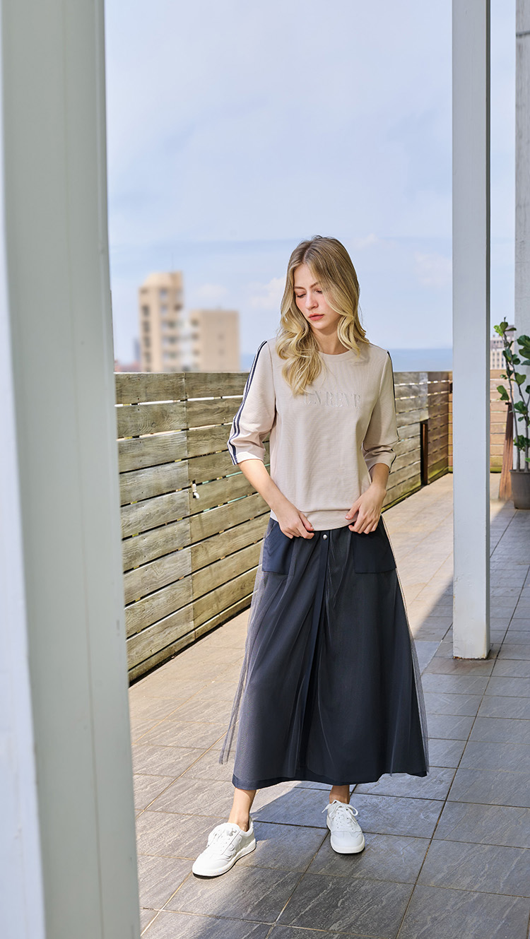 JOAN工裝感網紗裙