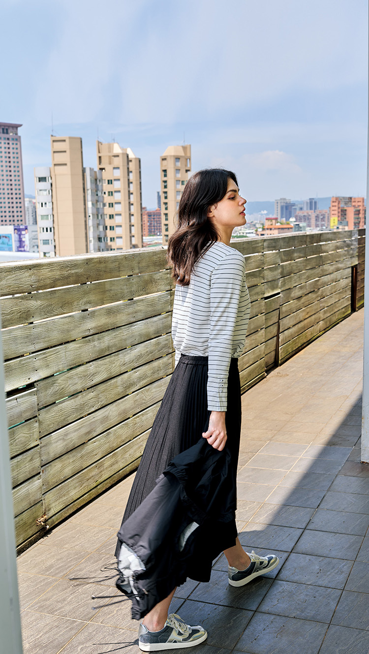 JOAN個性拼接不對稱長裙