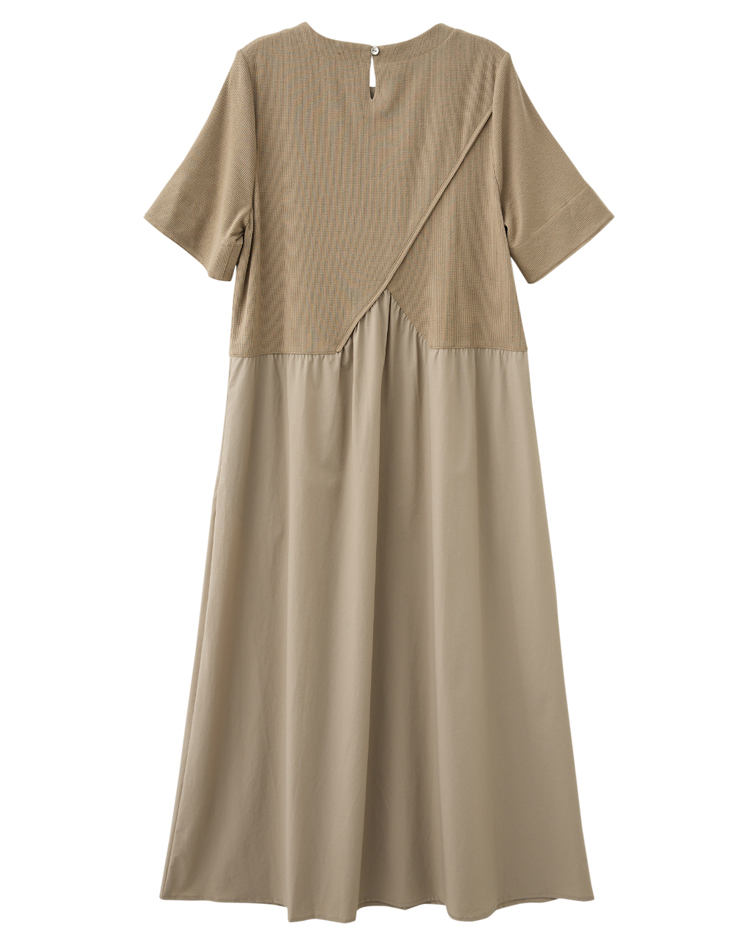 JOAN不對襯切割紋理拼接洋裝