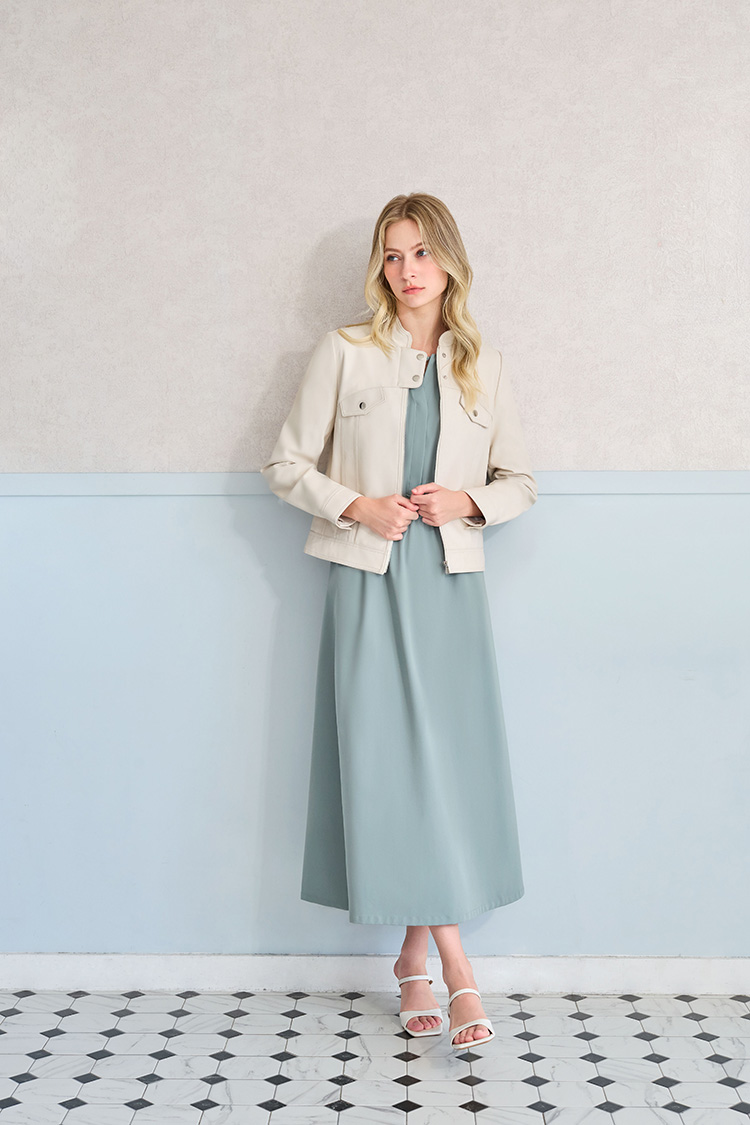 JOAN氣質優雅立體口袋長洋裝