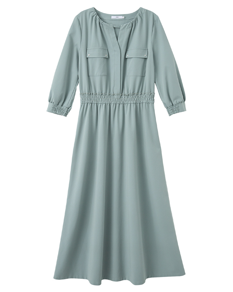 JOAN氣質優雅立體口袋長洋裝