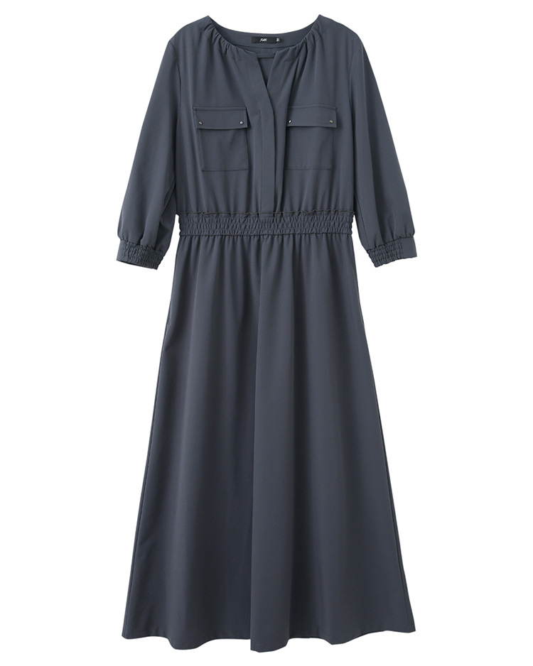 JOAN氣質優雅立體口袋長洋裝