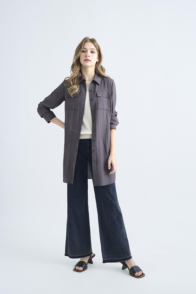 JOAN中長版襯衫式罩衫