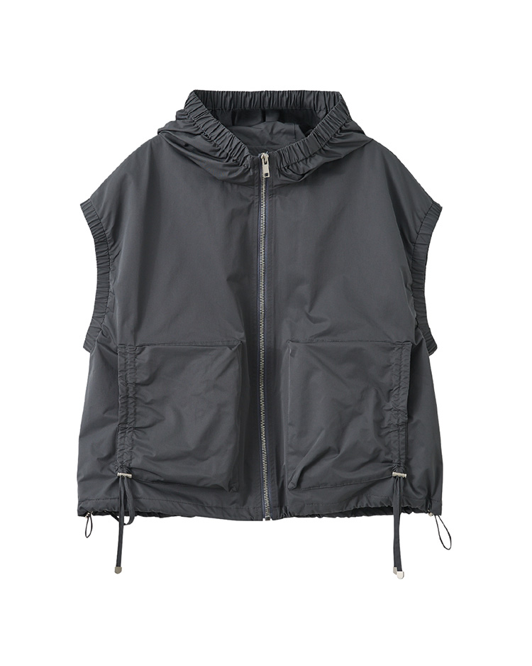 JOAN個性剪裁抽繩造型連帽背心