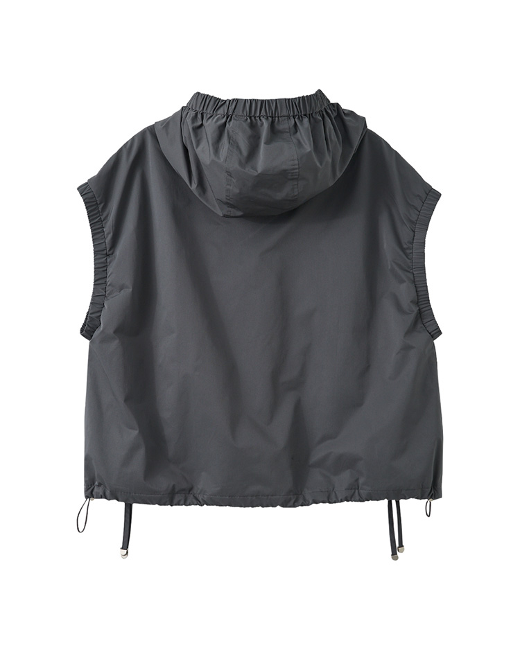 JOAN個性剪裁抽繩造型連帽背心