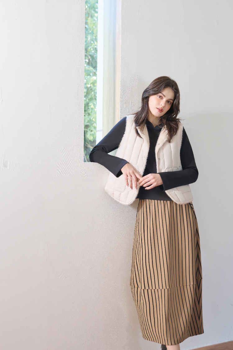 JOAN雙面溫暖仿皮草羽絨背心