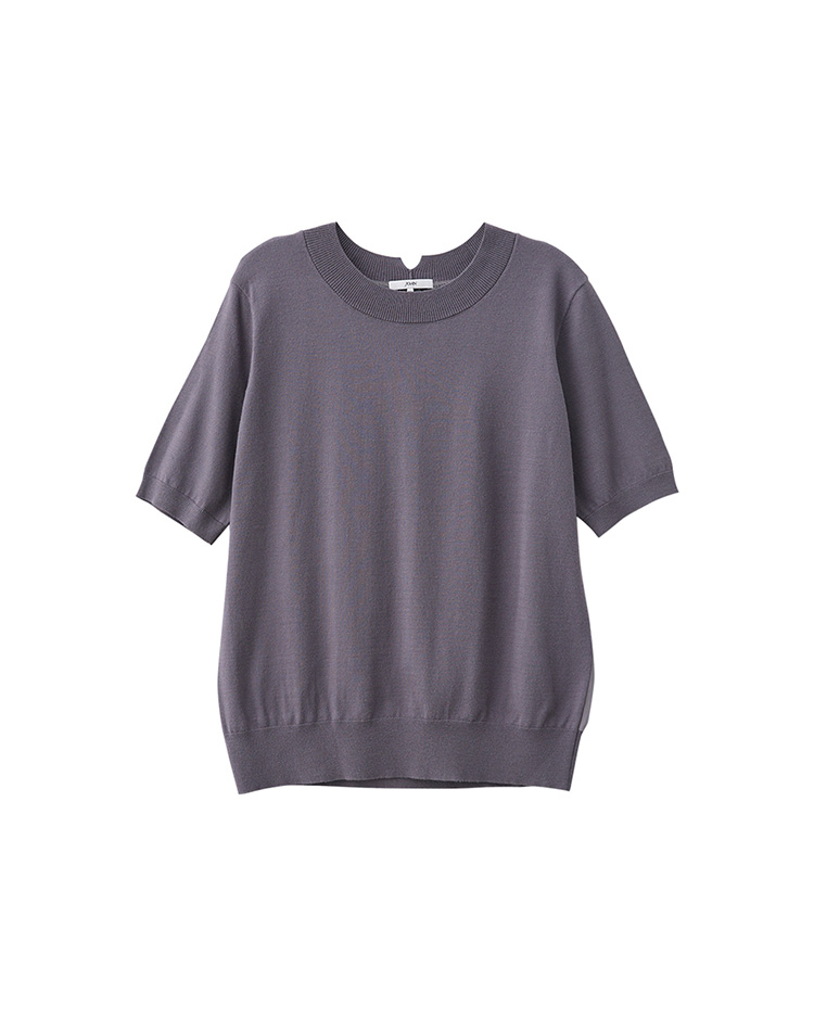 JOAN針平織拼接簡約短袖上衣
