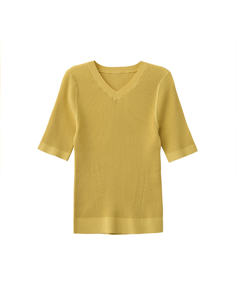 JOANV領合身五分袖針織上衣