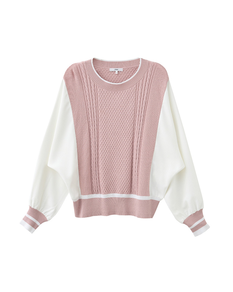 JOAN針平織拼接造型連袖上衣