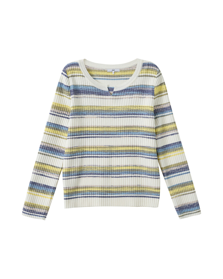 JOAN多色漸層感條紋針織上衣