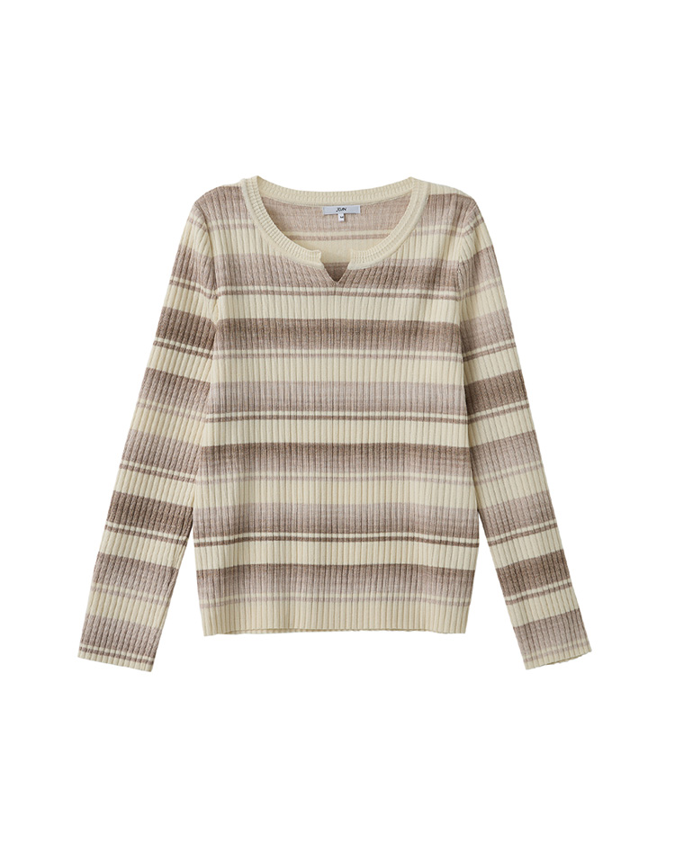 JOAN多色漸層感條紋針織上衣