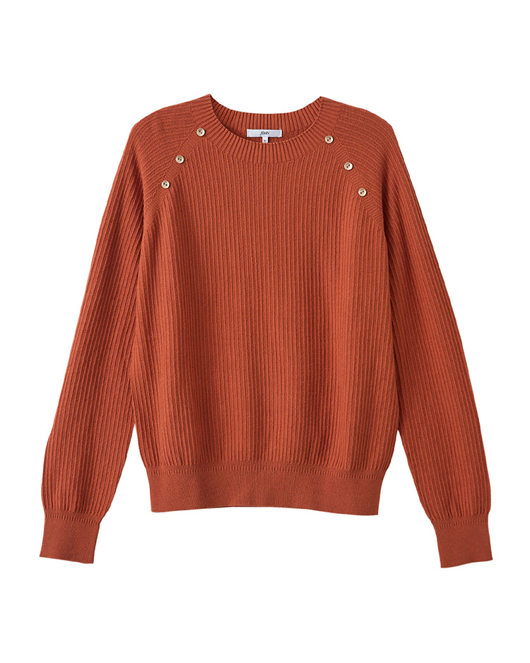 JOAN鈕釦條紋組織針織上衣