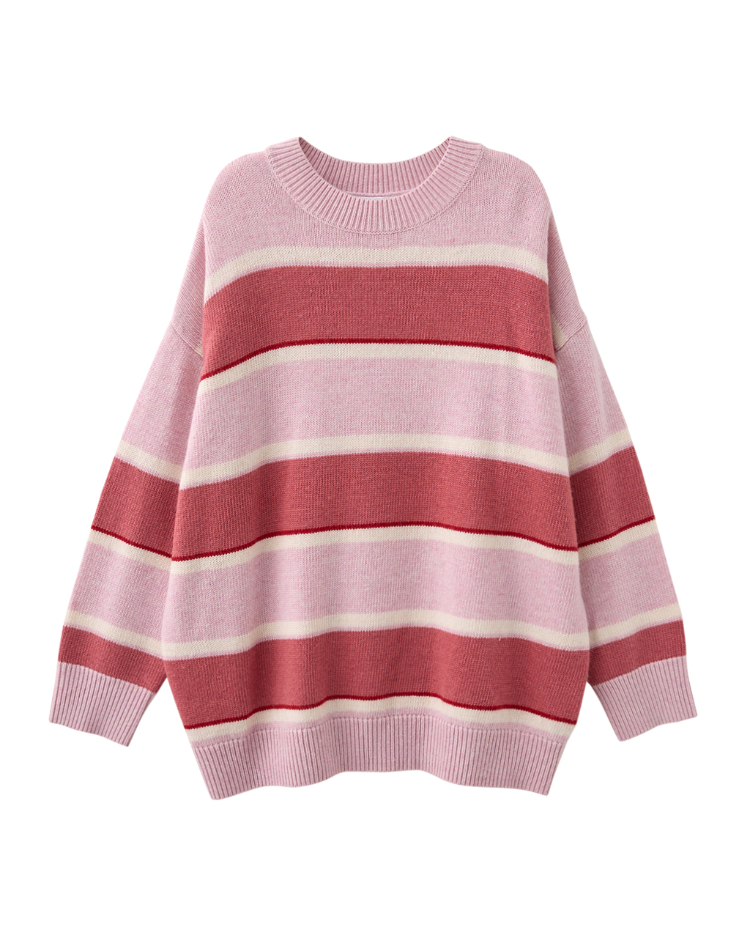 JOAN羊毛混紡寬條紋針織毛衣