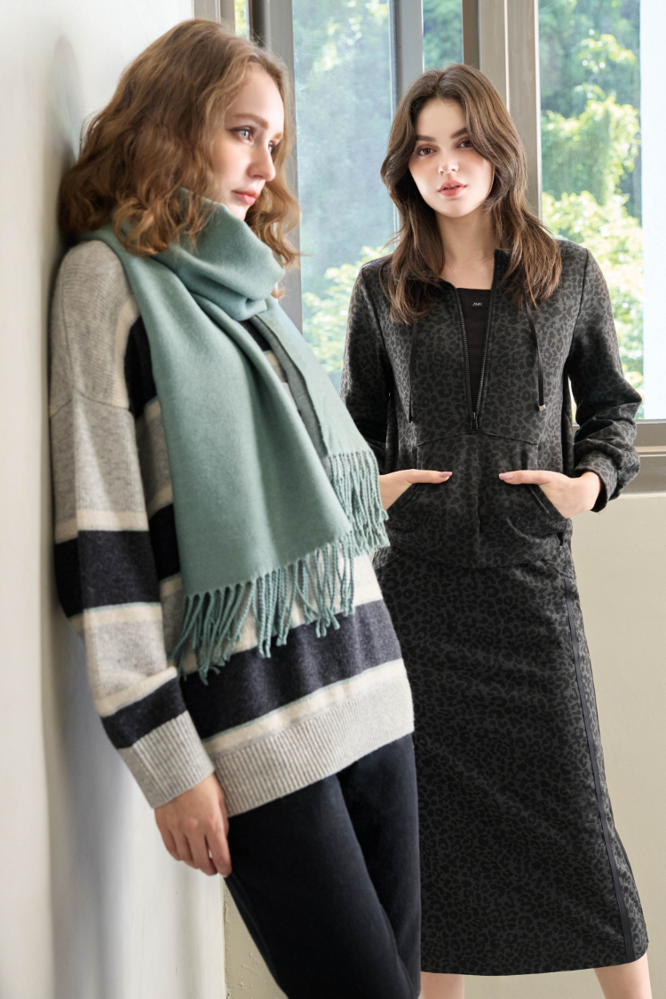 JOAN羊毛混紡寬條紋針織毛衣